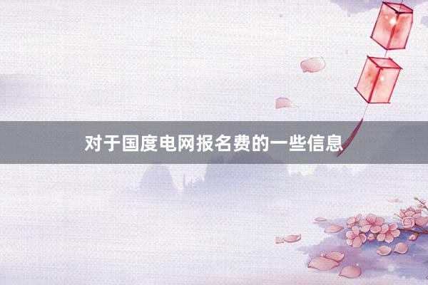 对于国度电网报名费的一些信息